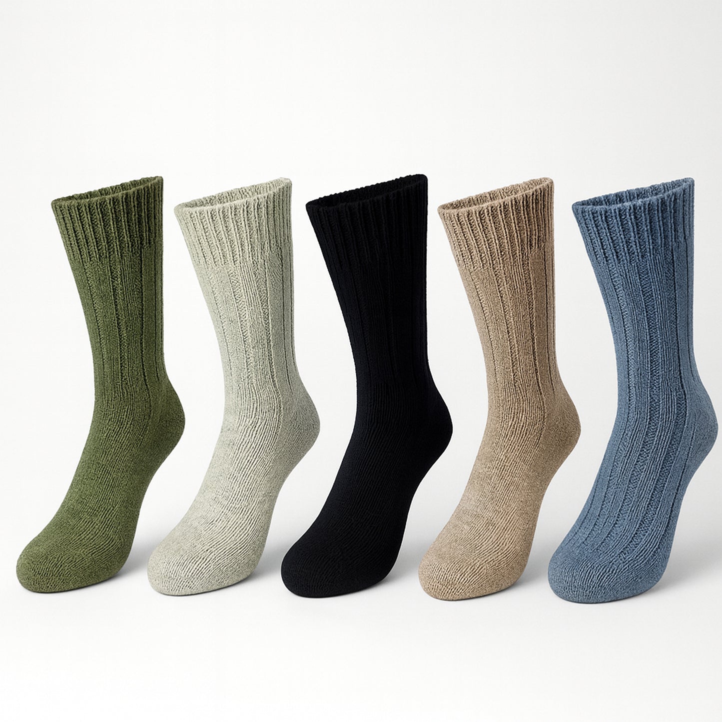 Winter Thermo Socken 5er Set mit Schafwolle & Alpakawolle – Naturfarben Mix