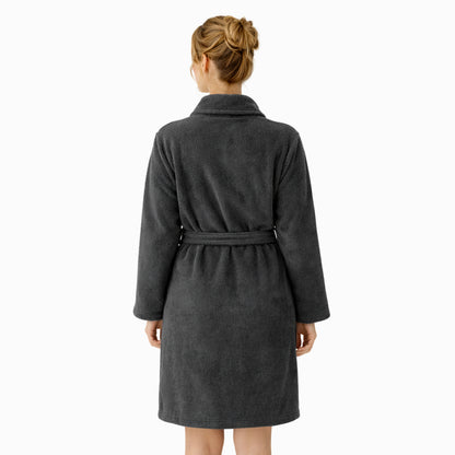 Damen Bademantel aus Ägäis-Biobaumwolle (450 g/m²) – Anthrazit, Sand, Navy | Flauschig & saugstark