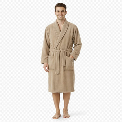 Herren Bademantel aus Ägäis-Biobaumwolle (450 g/m²) – Anthrazit, Sand & Navy | Flauschig & saugstark