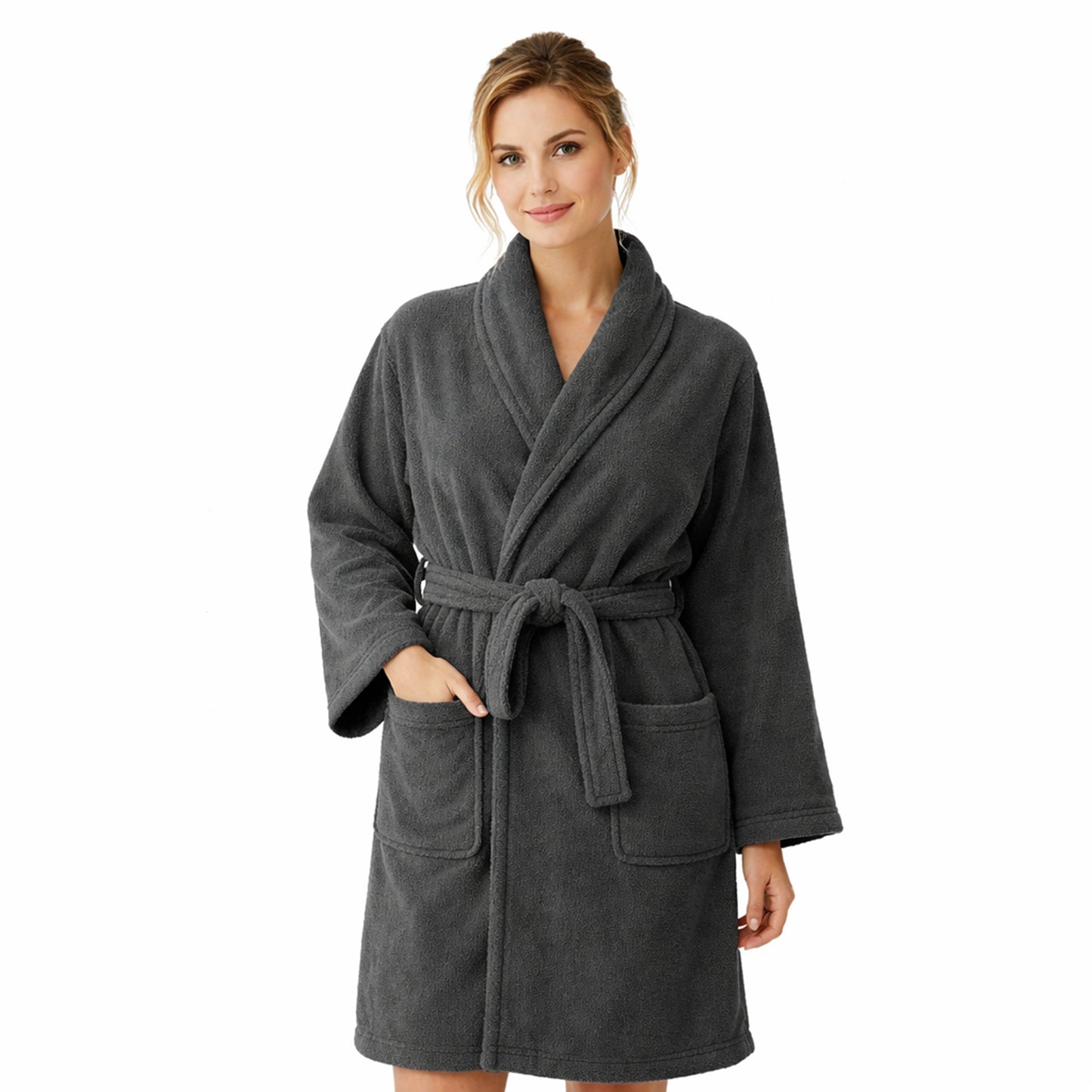 Damen Bademantel aus Ägäis-Biobaumwolle (450 g/m²) – Anthrazit, Sand, Navy | Flauschig & saugstark