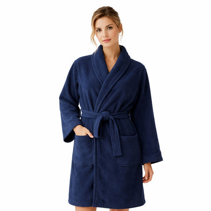 Damen Bademantel aus Ägäis-Biobaumwolle (450 g/m²) – Anthrazit, Sand, Navy | Flauschig & saugstark