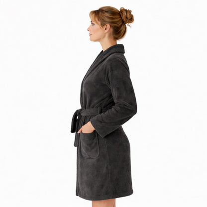 Damen Bademantel aus Ägäis-Biobaumwolle (450 g/m²) – Anthrazit, Sand, Navy | Flauschig & saugstark
