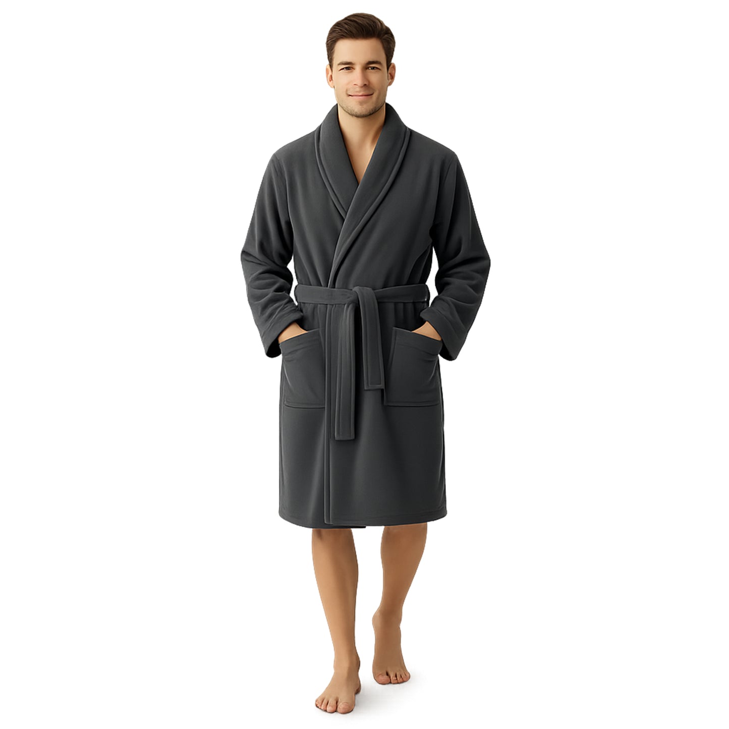 Herren Bademantel aus Ägäis-Biobaumwolle (450 g/m²) – Anthrazit, Sand & Navy | Flauschig & saugstark