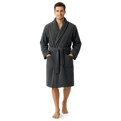 Herren Bademantel aus Ägäis-Biobaumwolle (450 g/m²) – Anthrazit, Sand & Navy | Flauschig & saugstark