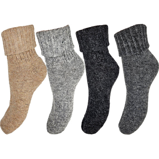 Damen Thermo Umschlagsocken aus Alpaka und Schafwolle 4er Set - Organicshop24