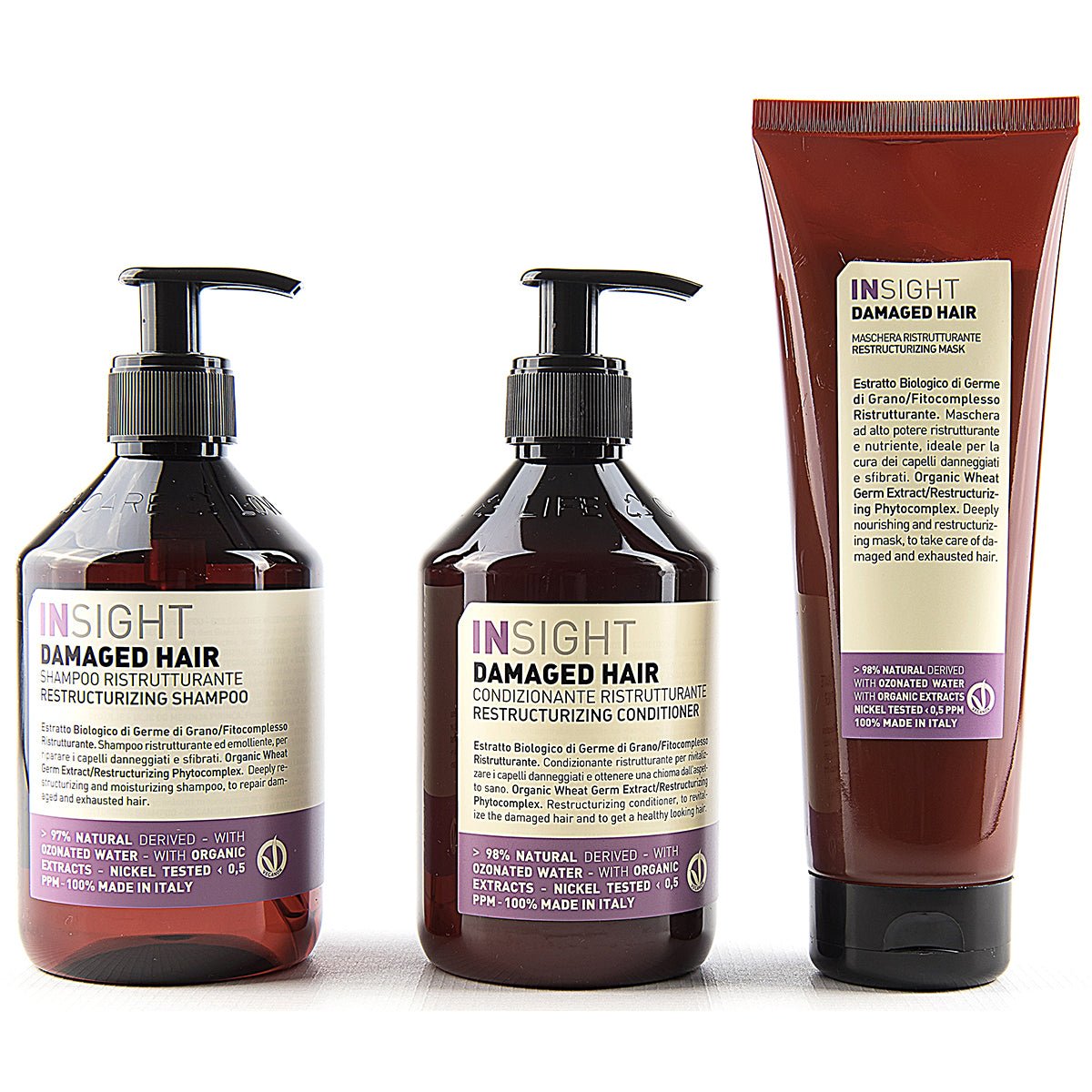 Insight Damaged Hair 400ml Shampoo, 400ml Conditioner und 250ml Maske - Organicshop24