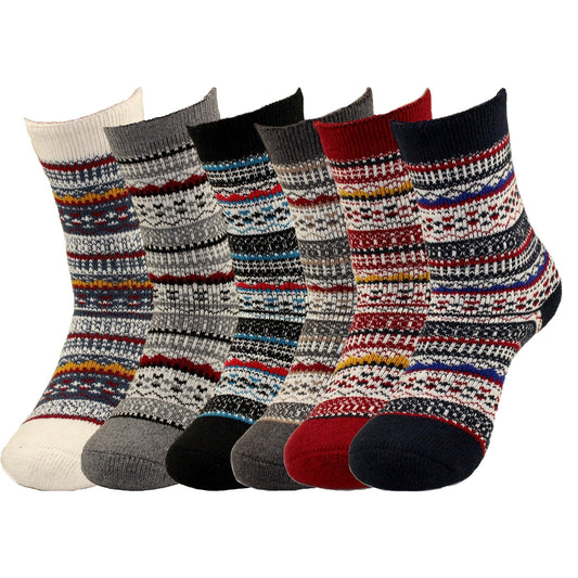 Winter Thermo Socken aus Schafwolle mit Color - Dream - Motiv im 6er - Pack - Organicshop24